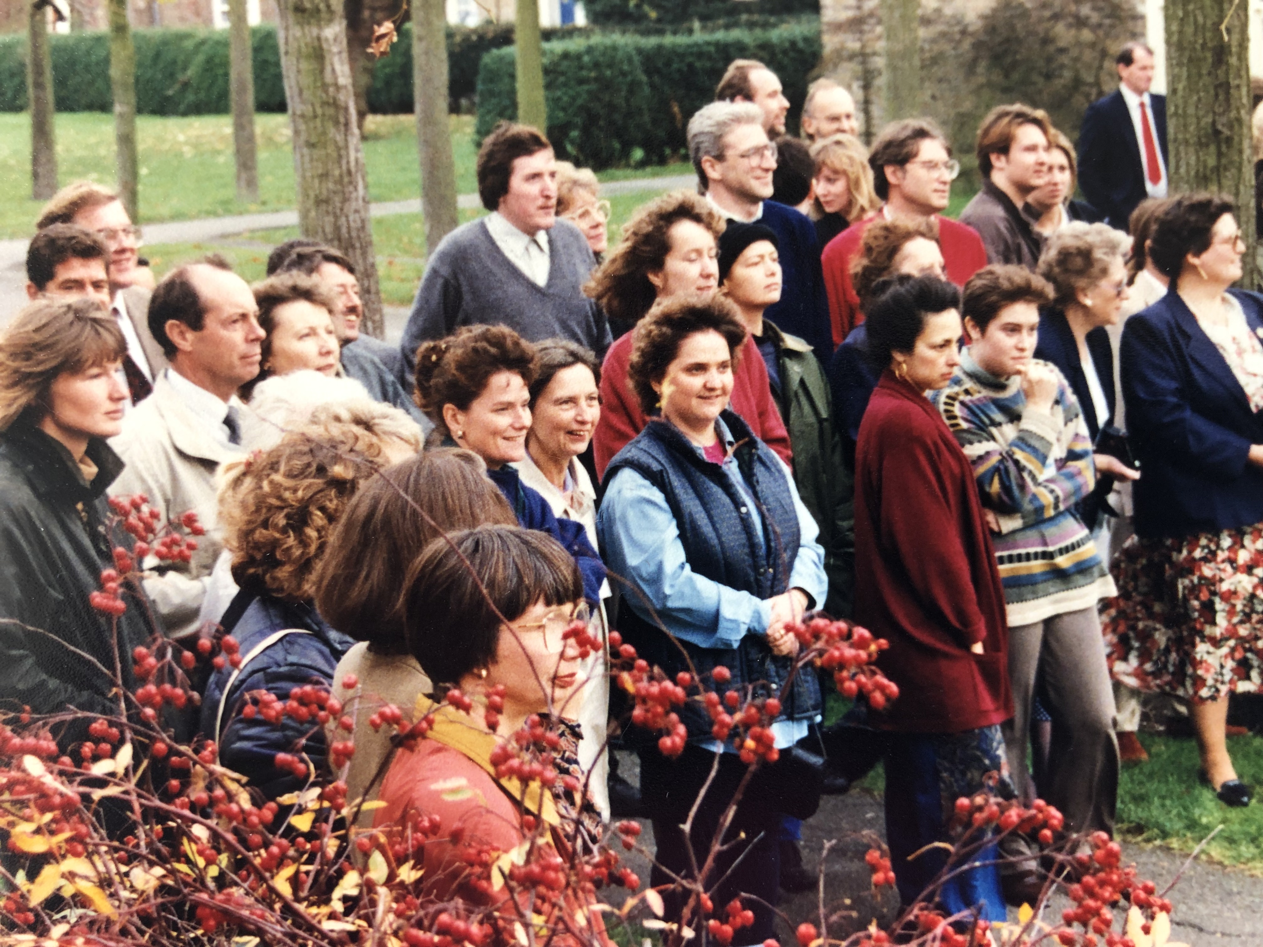 NIAB staff eagerly awaiting the Queen's arrival at NIAB for the 1994 royal visit