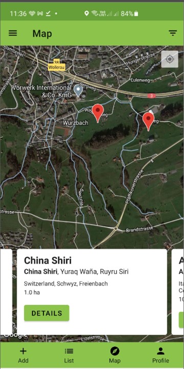 The VarSvount app showing variety location in a region