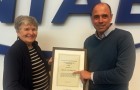 Tricia Cullimore receiving her award from NIAB CEO Mario Caccamo