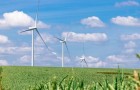 Wind turbines in a field of wheat