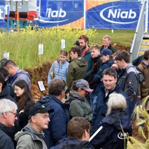 Visitors in the Niab soil hole at Cereals 2026