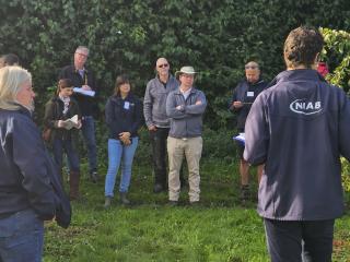Niab staff explaining Niab research in orchard Niab staff explaining Niab research in orchard