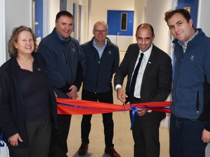 Pepsico oat quality lab launch at NIAB. From left to right Helen Appleyard, Ian Puddephat, Mac McWilliam, Mario Caccamo and Peter Bright