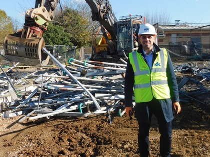 Professor Mario Caccamo, Managing Director, NIAB EMR, in front of the new construction works