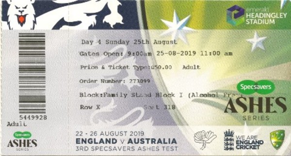 Headingley ticket for Sir Ben Stokes' epic, Ashes' saving innings